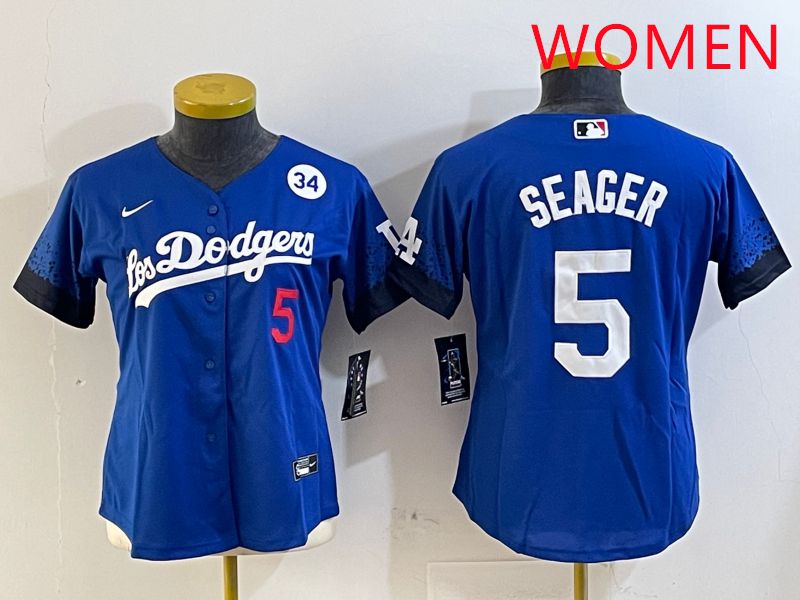 Women Los Angeles Dodgers #5 Seager Blue City Edition 2025 Nike MLB Jersey style 6